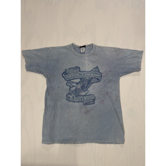 Harley-Davidson Other - Harley Davidson Eagle Blue Acid Wash Tee Size L Grand Prairie Texas Made in USA